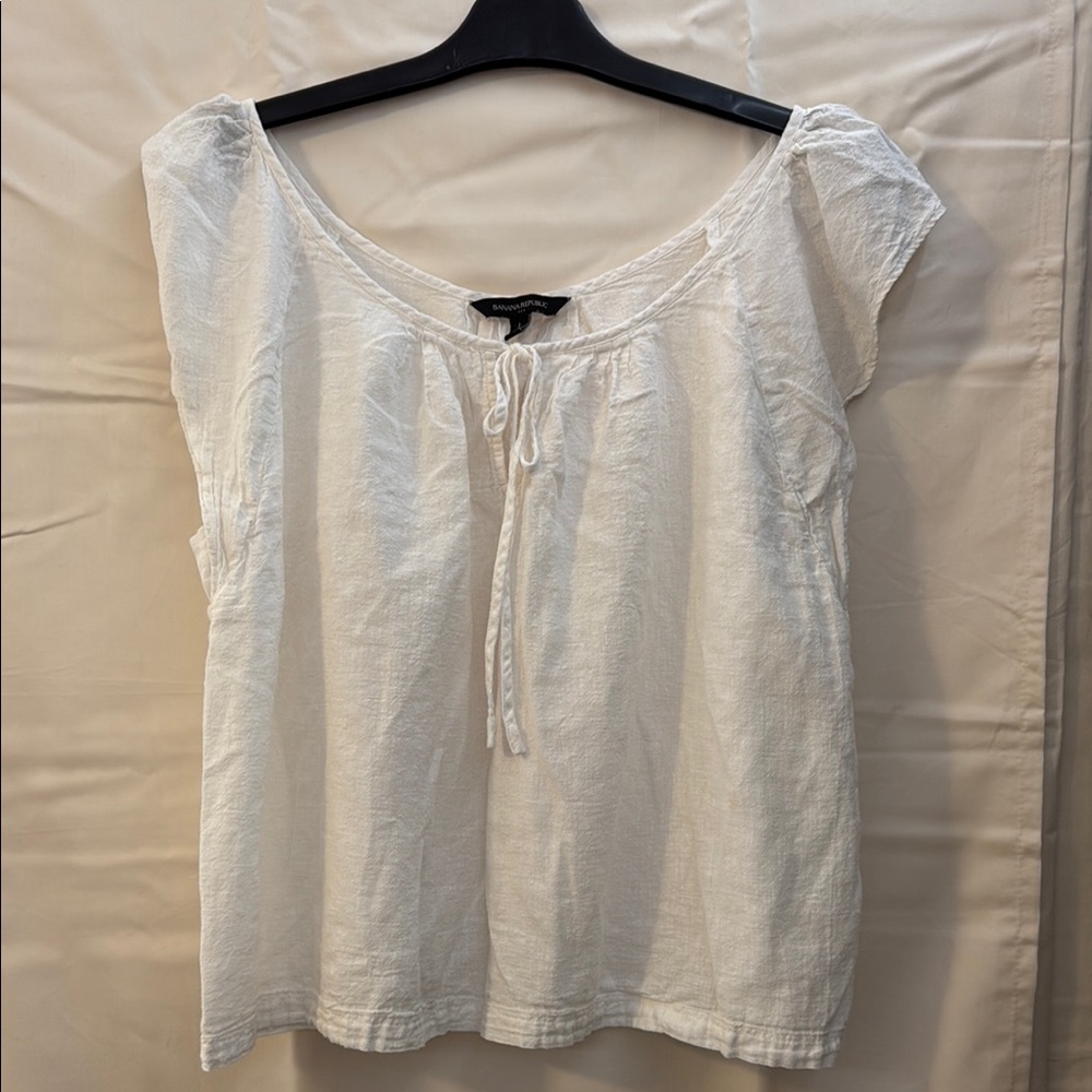 Banana Republic Cream Blouse with Tie Detail